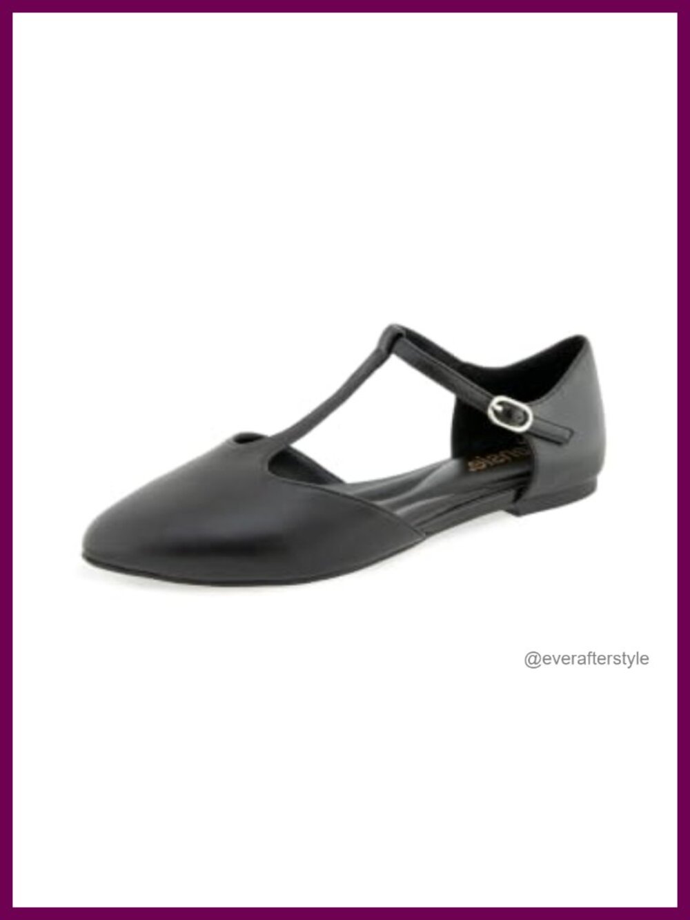 Mary Jane Flats T-Strap Faux Leather Business Casual Pointed Toe